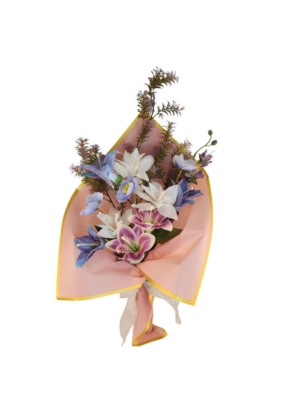 Faux Flower Bouquet Home Decor Artificial Poppies and Lilies Pastel Floral Arran